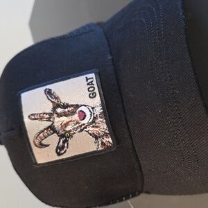 GOAT Embroidered Patch Black Trucker Cap